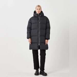 Minimum Black Long Puffer Coat with Hood